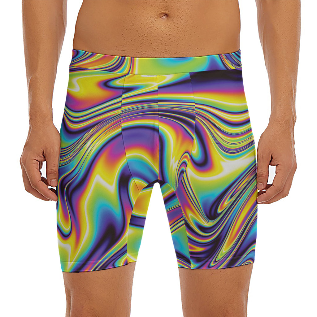 Psychedelic Gradient Print Men's Long Boxer Briefs