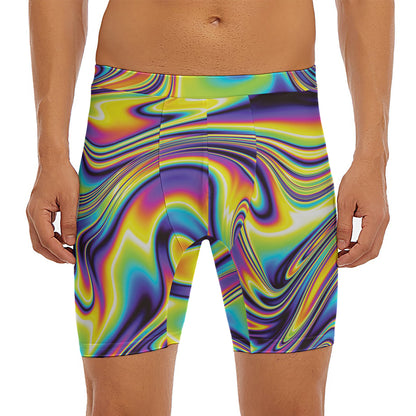 Psychedelic Gradient Print Men's Long Boxer Briefs