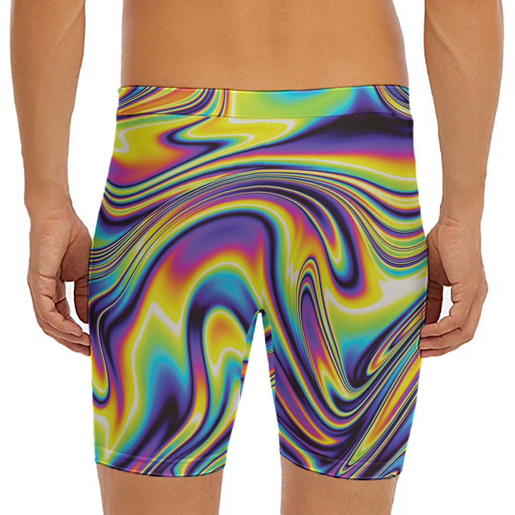 Psychedelic Gradient Print Men's Long Boxer Briefs