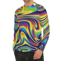 Psychedelic Gradient Print Men's Long Sleeve Rash Guard