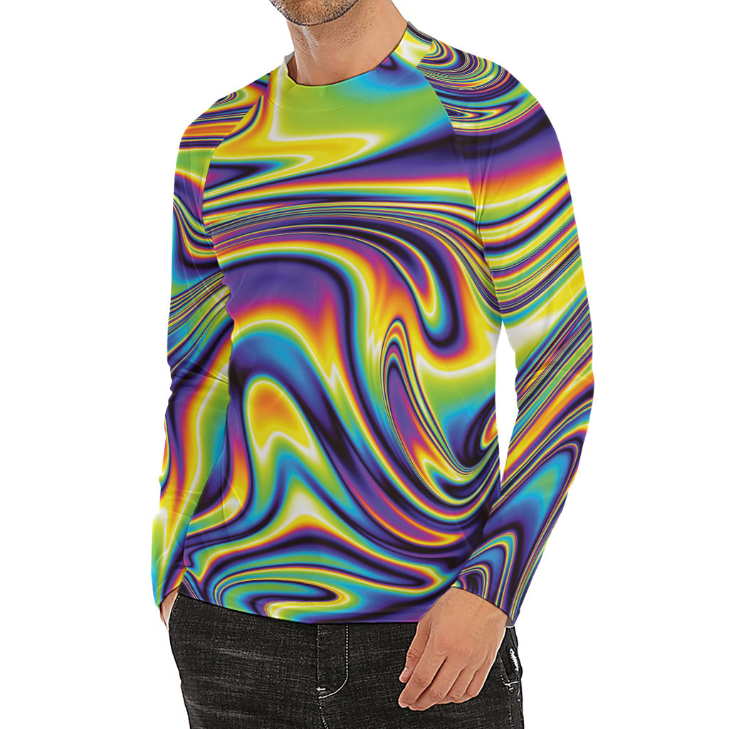 Psychedelic Gradient Print Men's Long Sleeve Rash Guard