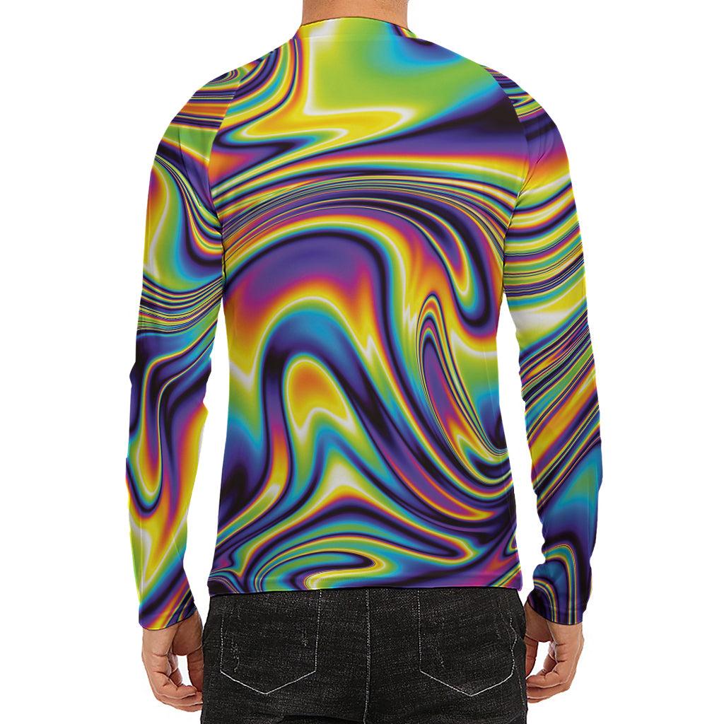Psychedelic Gradient Print Men's Long Sleeve Rash Guard