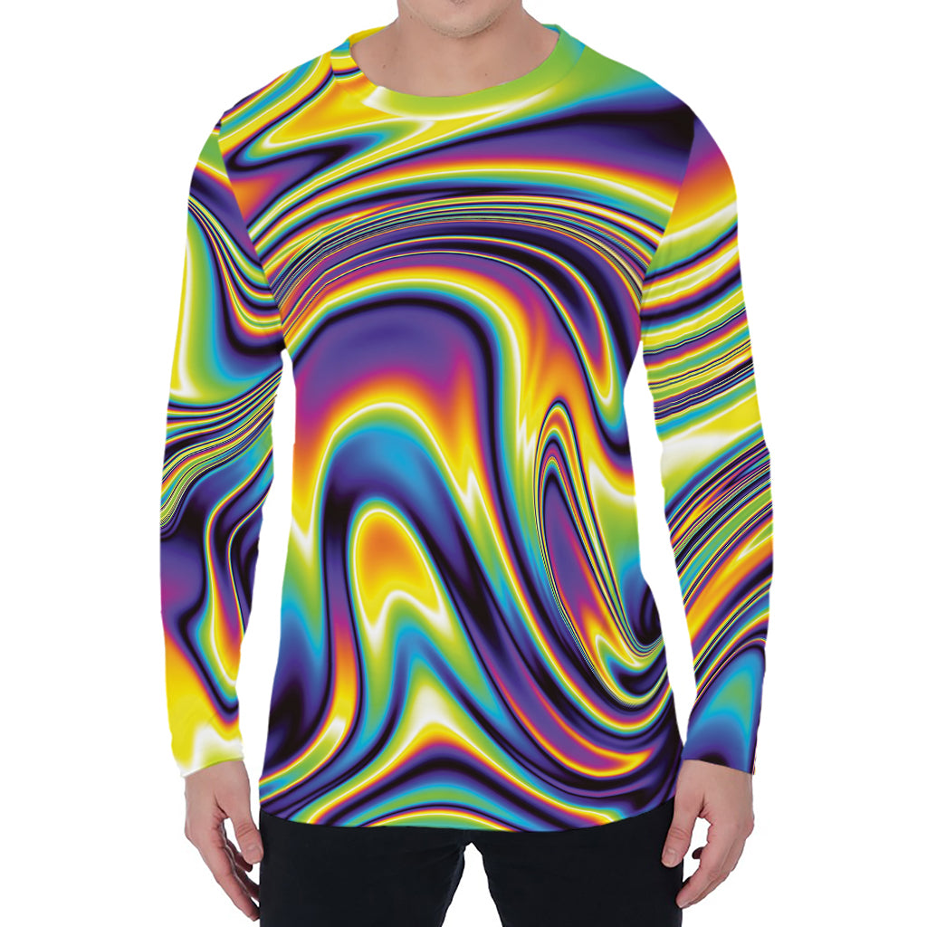 Psychedelic Gradient Print Men's Long Sleeve T-Shirt