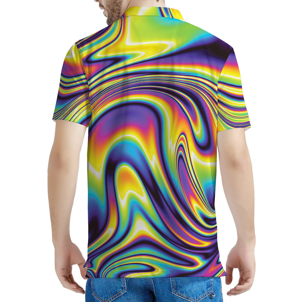 Psychedelic Gradient Print Men's Polo Shirt