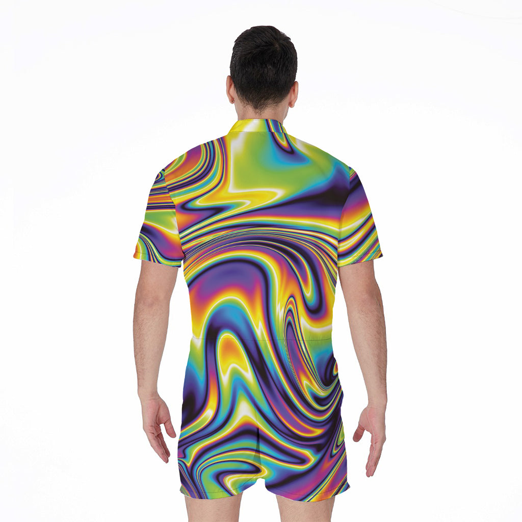 Psychedelic Gradient Print Men's Rompers