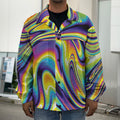 Psychedelic Gradient Print Men's Shirt Jacket