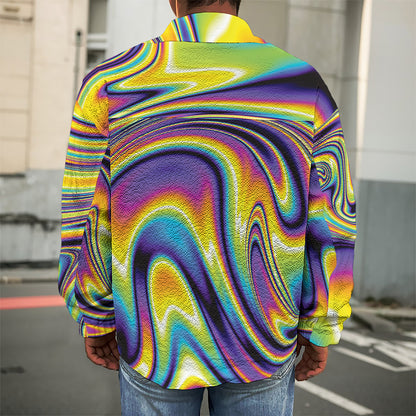 Psychedelic Gradient Print Men's Shirt Jacket