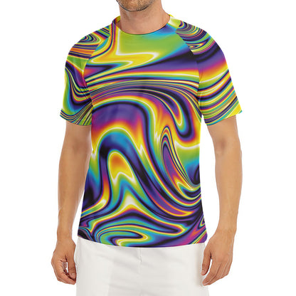 Psychedelic Gradient Print Men's Short Sleeve Rash Guard
