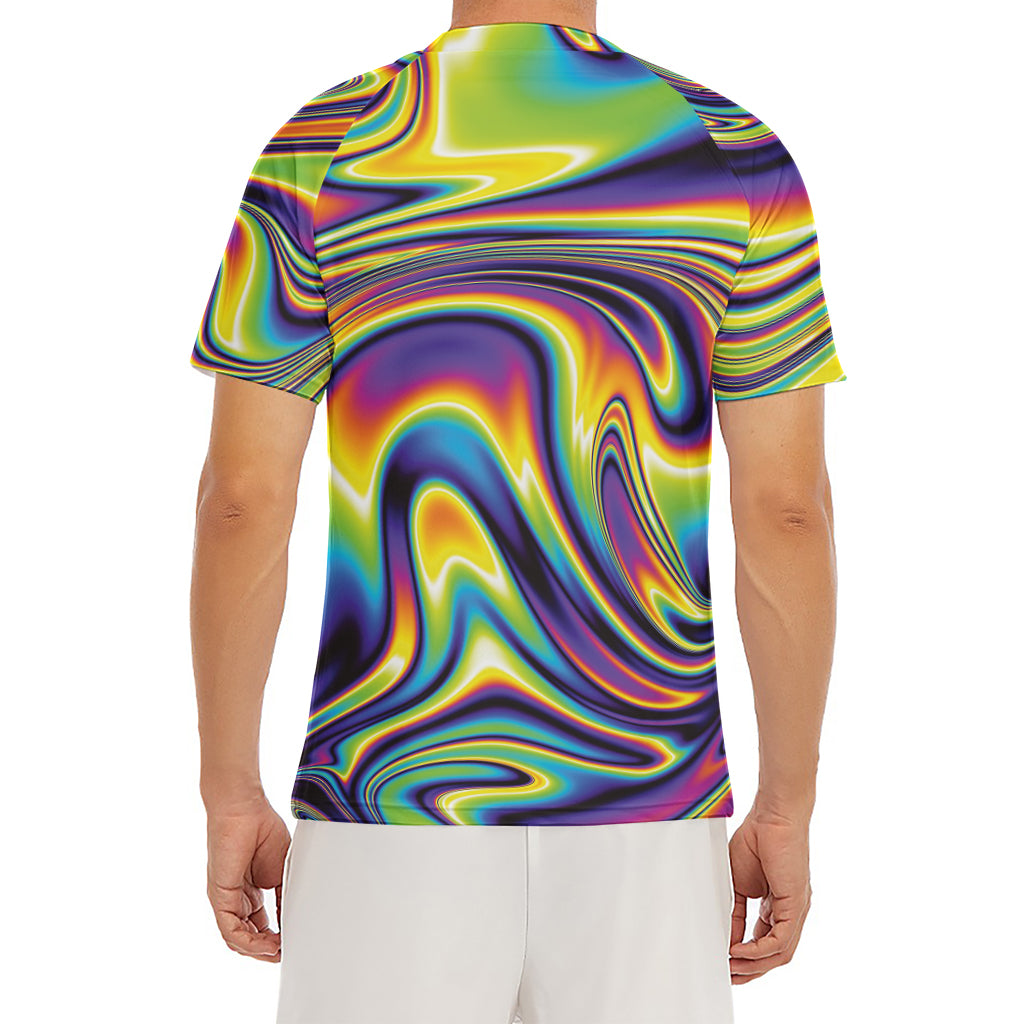 Psychedelic Gradient Print Men's Short Sleeve Rash Guard