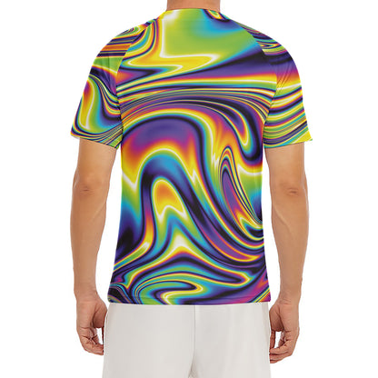 Psychedelic Gradient Print Men's Short Sleeve Rash Guard