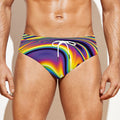 Psychedelic Gradient Print Men's Swim Briefs
