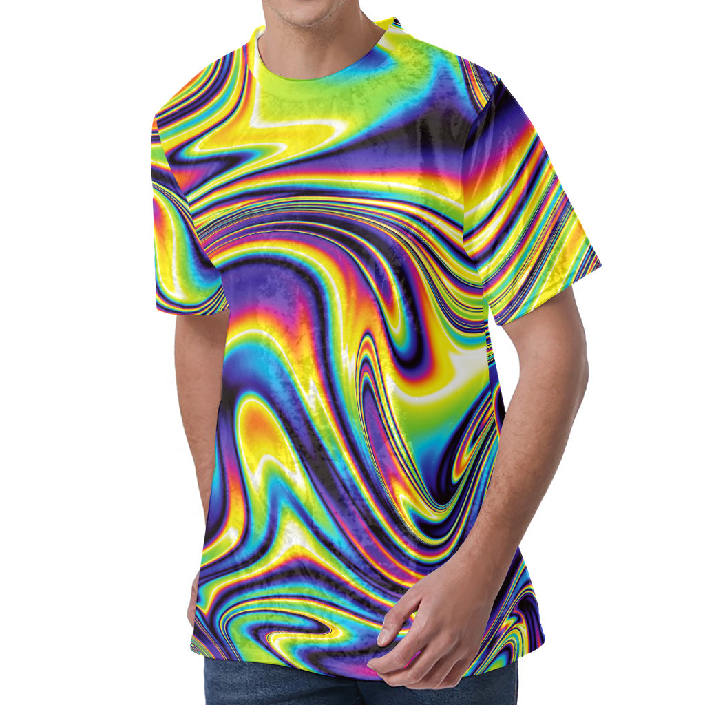 Psychedelic Gradient Print Men's Velvet T-Shirt