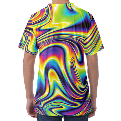 Psychedelic Gradient Print Men's Velvet T-Shirt