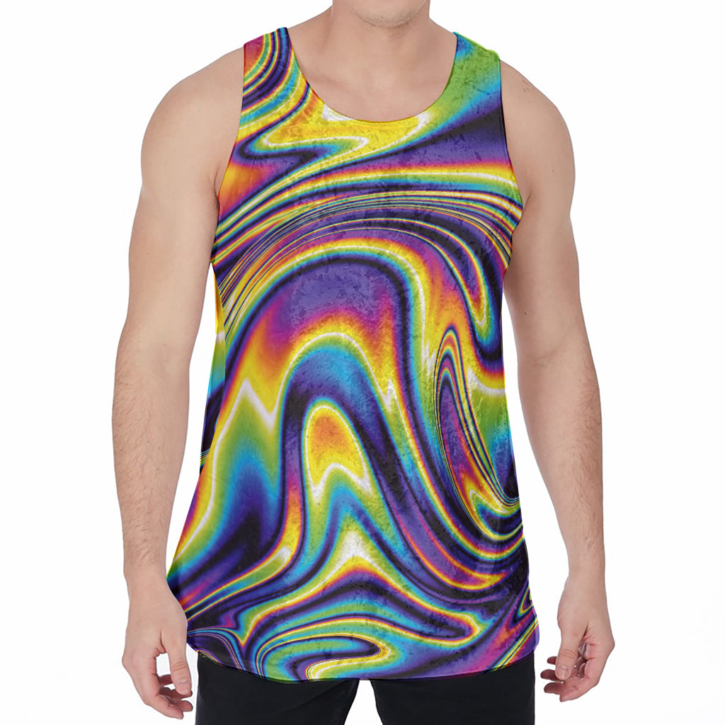 Psychedelic Gradient Print Men's Velvet Tank Top