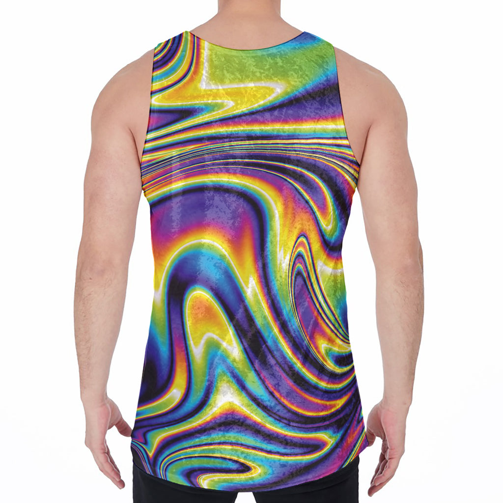 Psychedelic Gradient Print Men's Velvet Tank Top