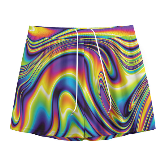 Psychedelic Gradient Print Mesh Shorts