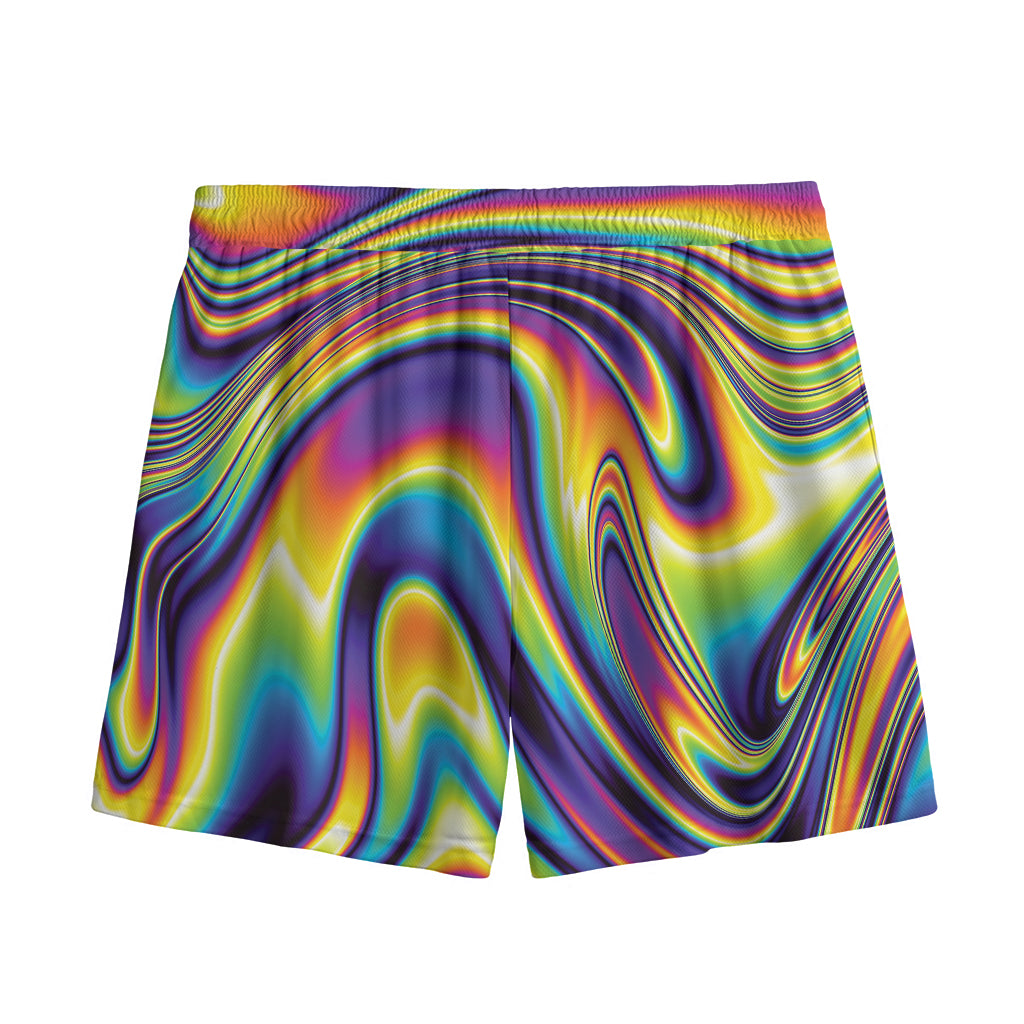 Psychedelic Gradient Print Mesh Shorts