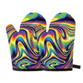 Psychedelic Gradient Print Oven Mitts