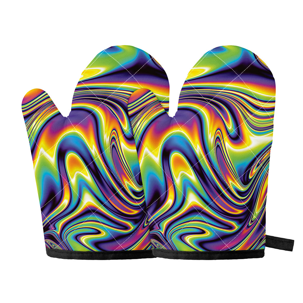 Psychedelic Gradient Print Oven Mitts
