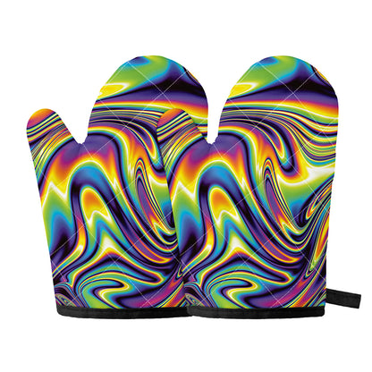 Psychedelic Gradient Print Oven Mitts