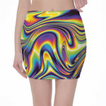 Psychedelic Gradient Print Pencil Mini Skirt