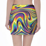 Psychedelic Gradient Print Pencil Mini Skirt