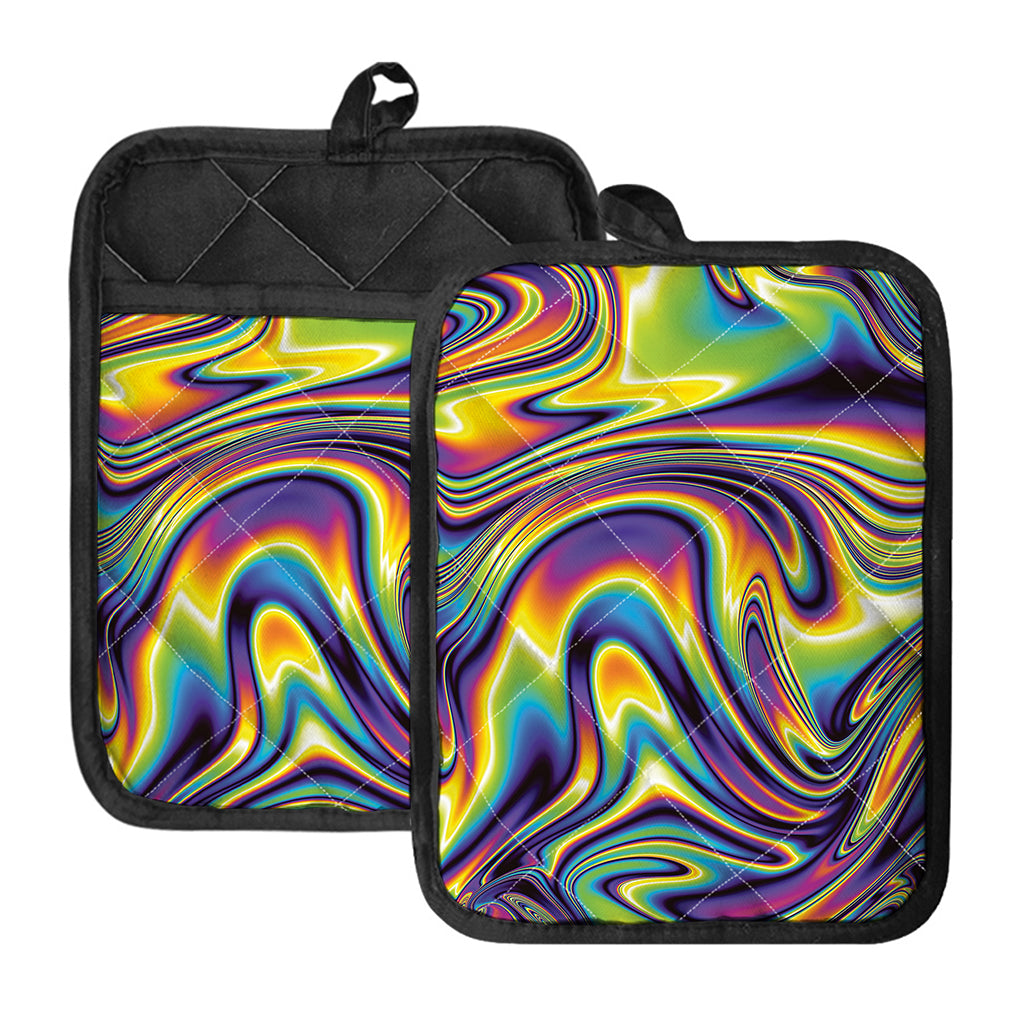 Psychedelic Gradient Print Pot Holders With Pocket