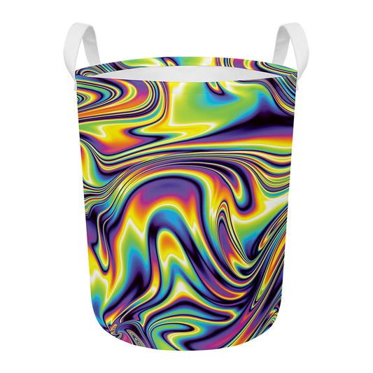 Psychedelic Gradient Print Round Laundry Basket