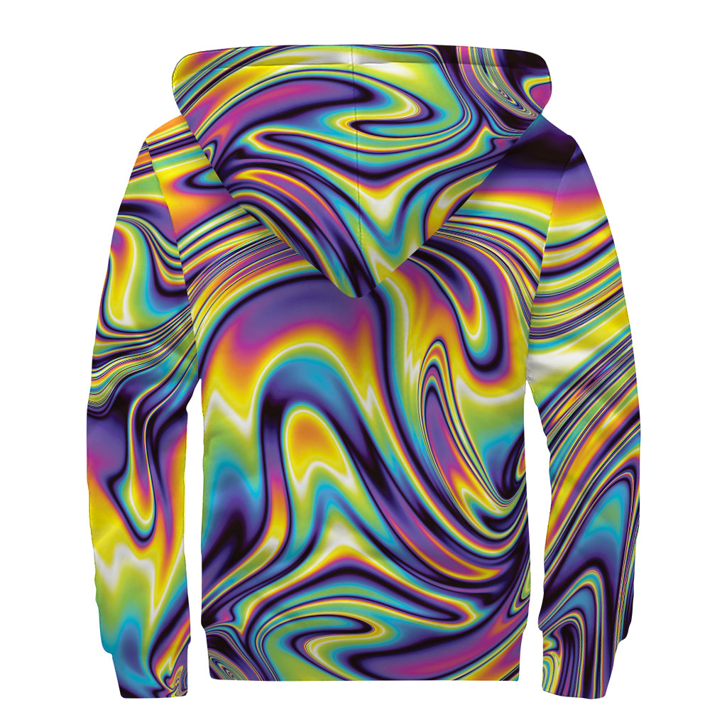 Psychedelic Gradient Print Sherpa Lined Zip Up Hoodie
