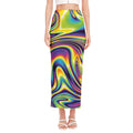 Psychedelic Gradient Print Side Slit Maxi Skirt