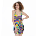 Psychedelic Gradient Print Sleeveless Bodycon Dress