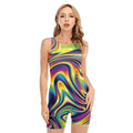 Psychedelic Gradient Print Sleeveless One Piece Swimsuit