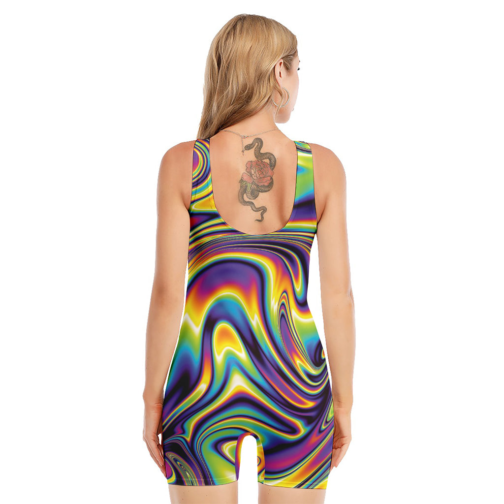 Psychedelic Gradient Print Sleeveless One Piece Swimsuit