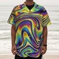 Psychedelic Gradient Print Textured Short Sleeve Shirt