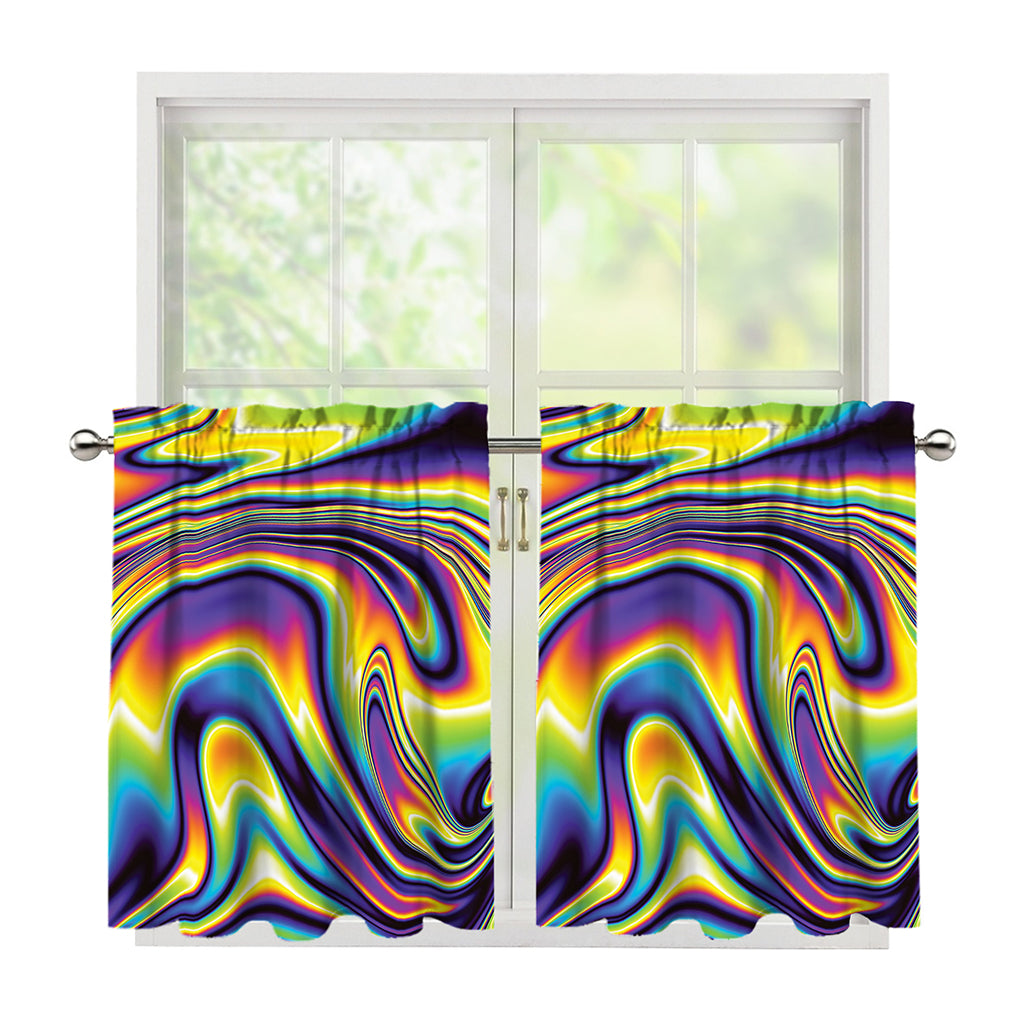 Psychedelic Gradient Print Tier Curtains