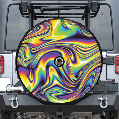 Psychedelic Gradient Print Tire Cover With Camera Hole