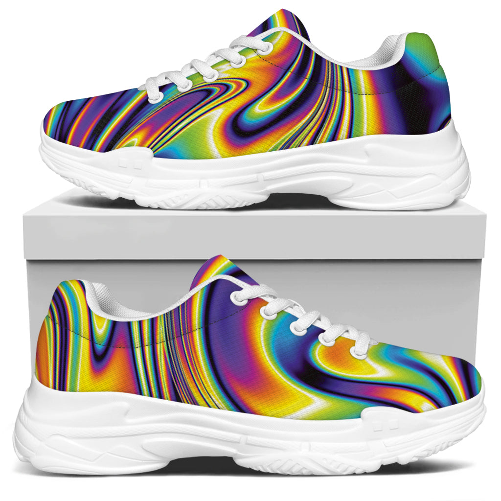 Psychedelic Gradient Print White Chunky Shoes
