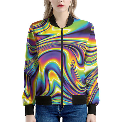 Psychedelic Gradient Print Women's Bomber Jacket