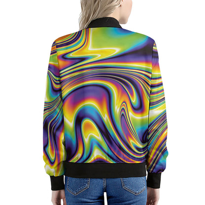 Psychedelic Gradient Print Women's Bomber Jacket