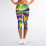 Psychedelic Gradient Print Women's Capri Leggings