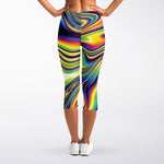 Psychedelic Gradient Print Women's Capri Leggings