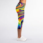 Psychedelic Gradient Print Women's Capri Leggings