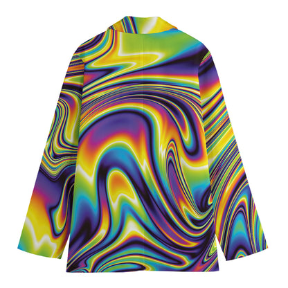 Psychedelic Gradient Print Women's Cotton Blazer