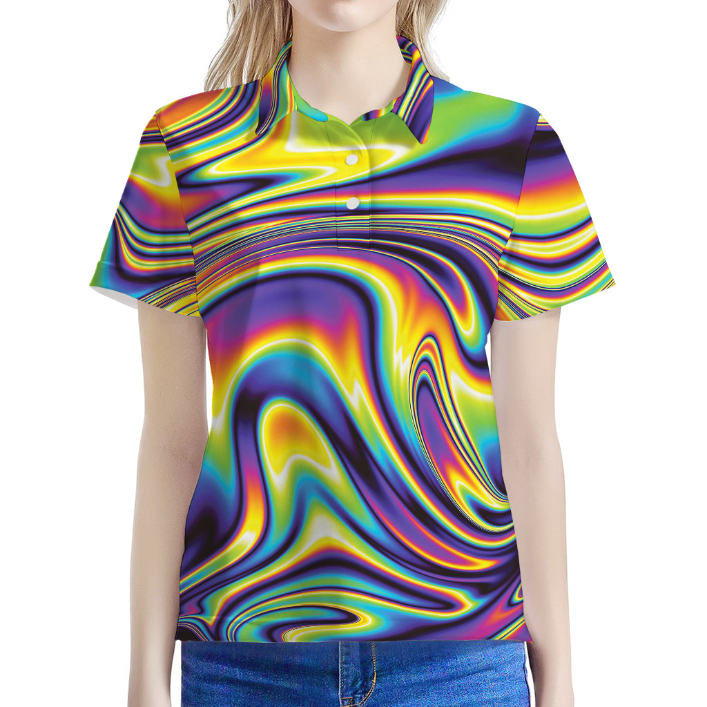 Psychedelic Gradient Print Women's Polo Shirt