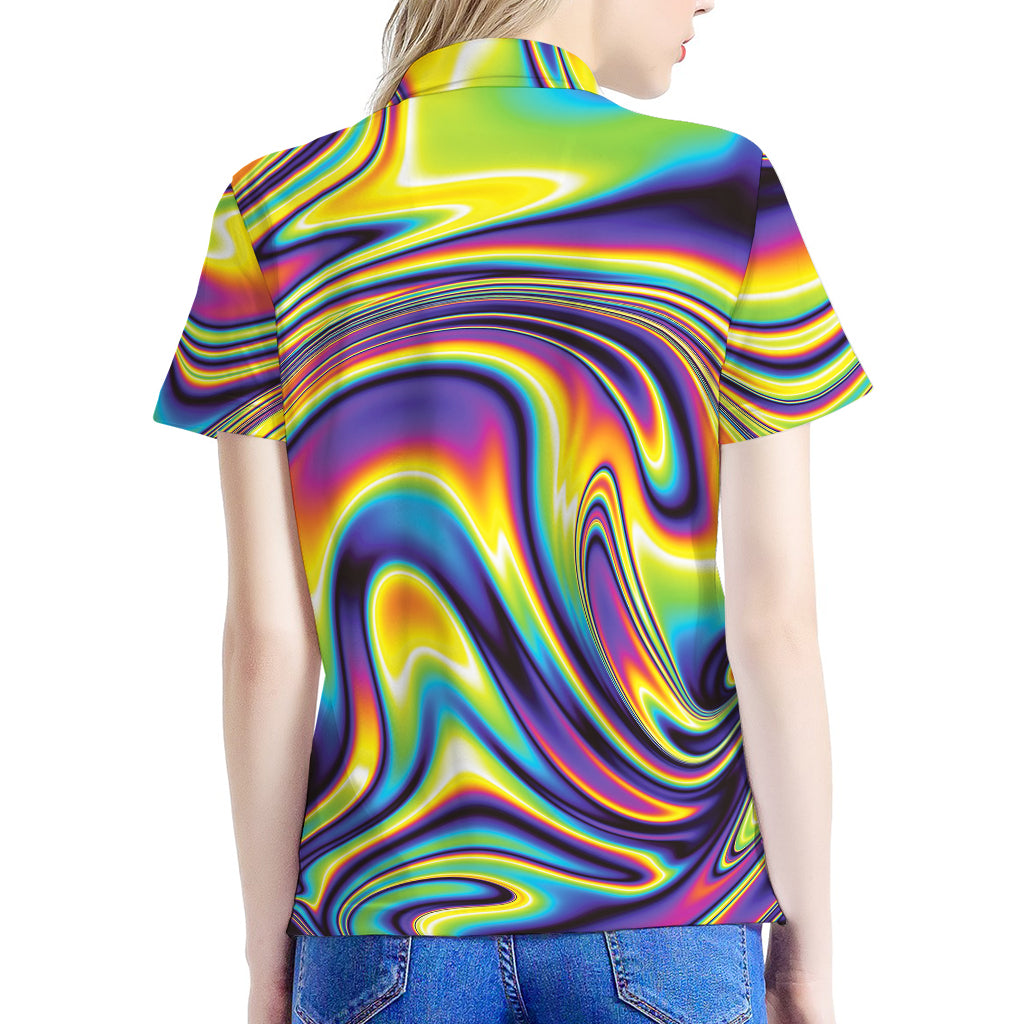 Psychedelic Gradient Print Women's Polo Shirt