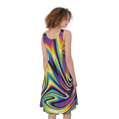 Psychedelic Gradient Print Women's Sleeveless Dress