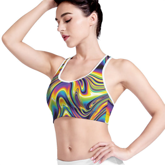 Psychedelic Gradient Print Women's Sports Bra