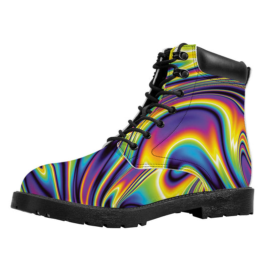 Psychedelic Gradient Print Work Boots
