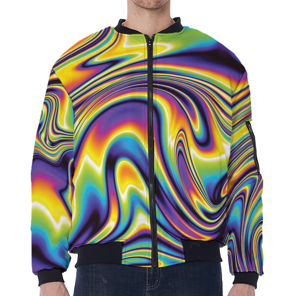 Psychedelic Gradient Print Zip Sleeve Bomber Jacket
