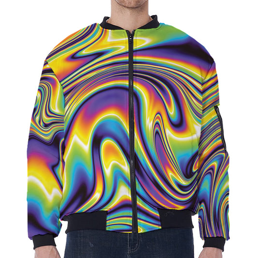 Psychedelic Gradient Print Zip Sleeve Bomber Jacket